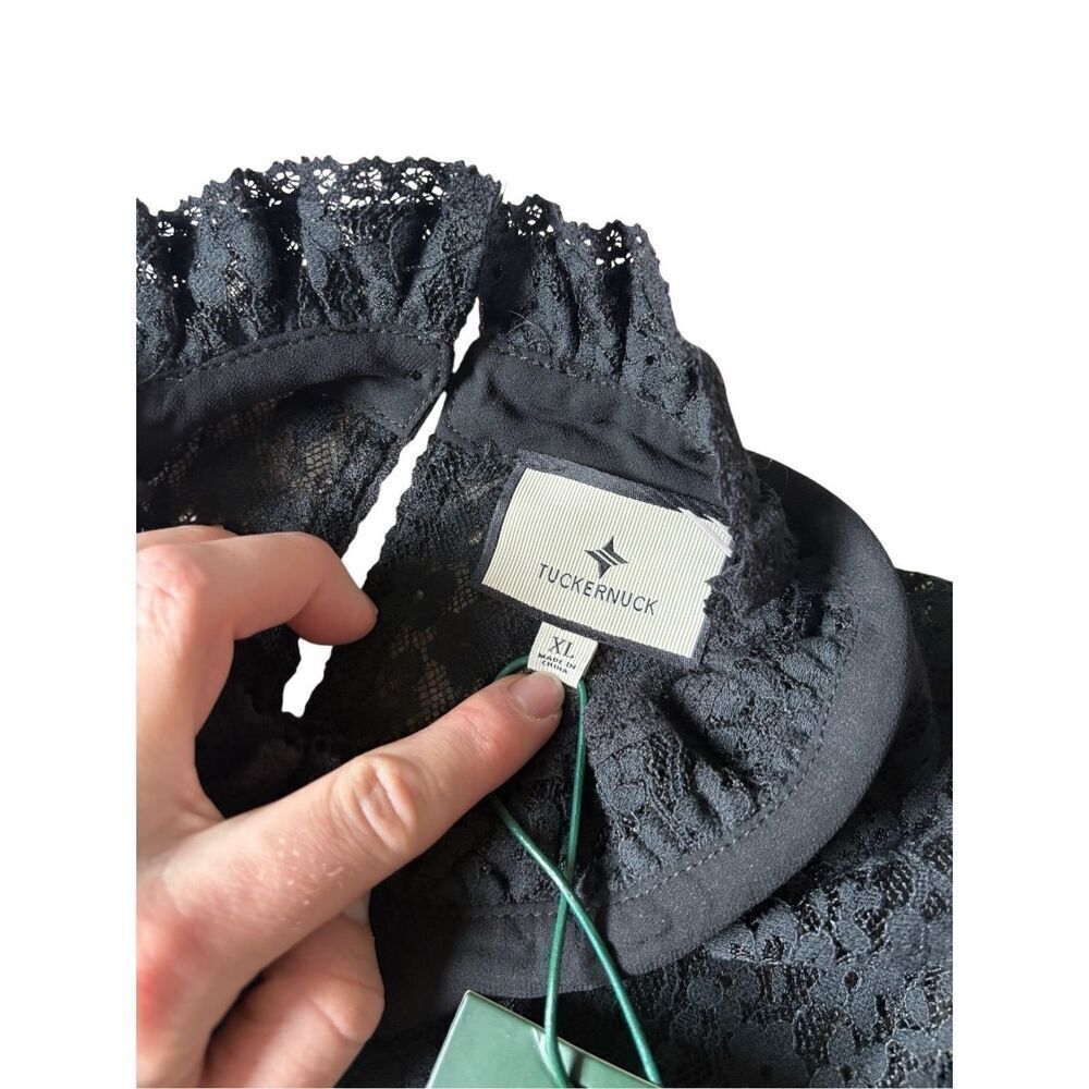NEW TUCKERNUCK Black Lace Rosalee Blouse top size XL Floral - Picture 7 of 14